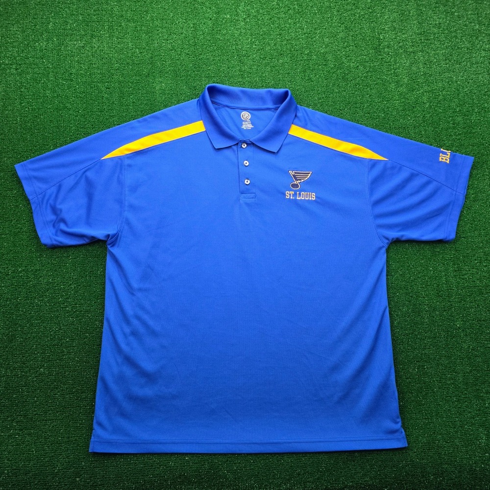 St Louis Blues Polo Shirt Mens XL Blue Short Sleeve Embroidered NHL Hockey